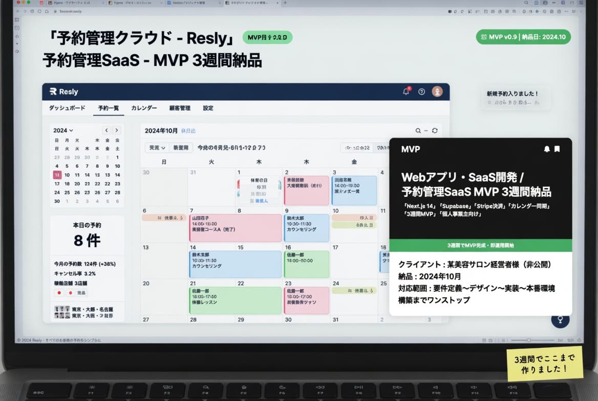 予約管理SaaS MVP 3週間納品
